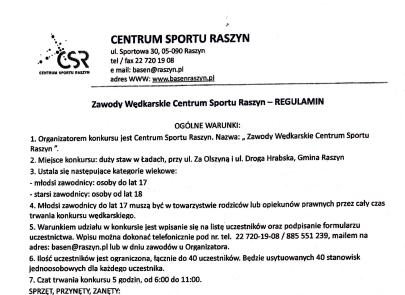 Regulamin Zawodów Wędkarskich