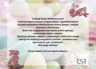 Radosnych Świąt Wielkanocnych życzy Centrum Sportu Raszyn!